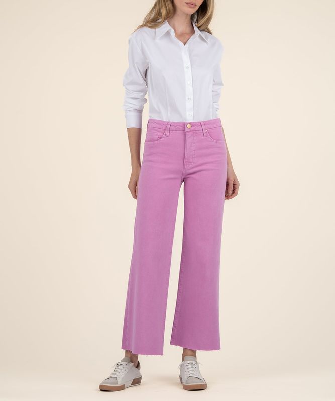 KUT Meg High Rise Wide Leg Peony Pink
