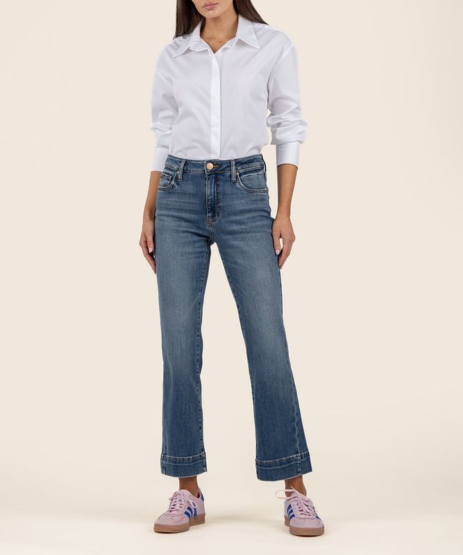 KUT Kelsey High Rise Ankle Flare Wide Hem Defiant