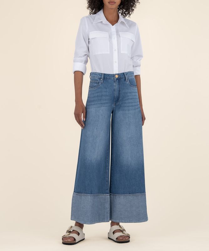 KUT Blake Crop Wide Leg Medium Wash