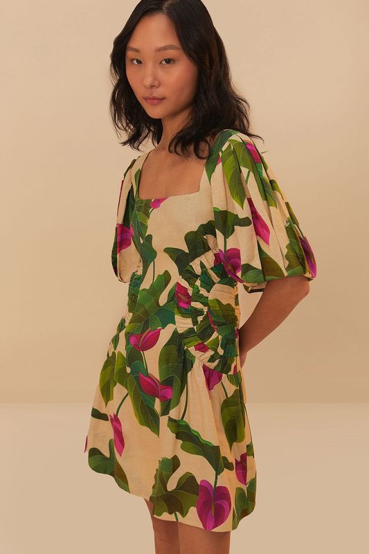 FARM RIO Anthurium leaves sand dress