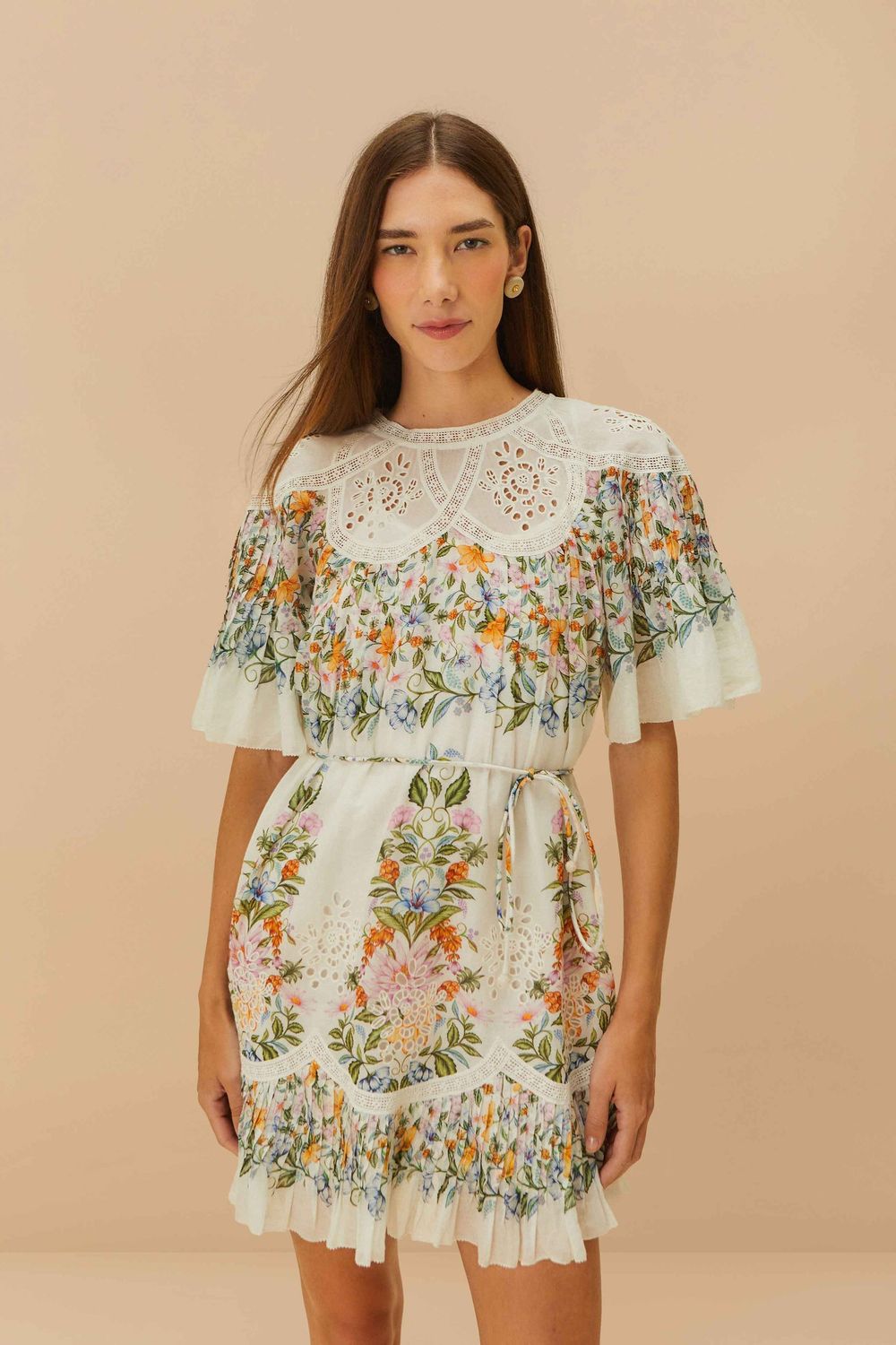 FARM RIO Sweet bloom bouquet off white mini dress