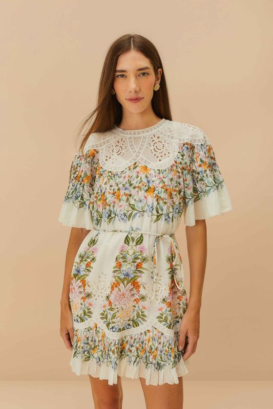 FARM RIO Sweet bloom bouquet off white mini dress