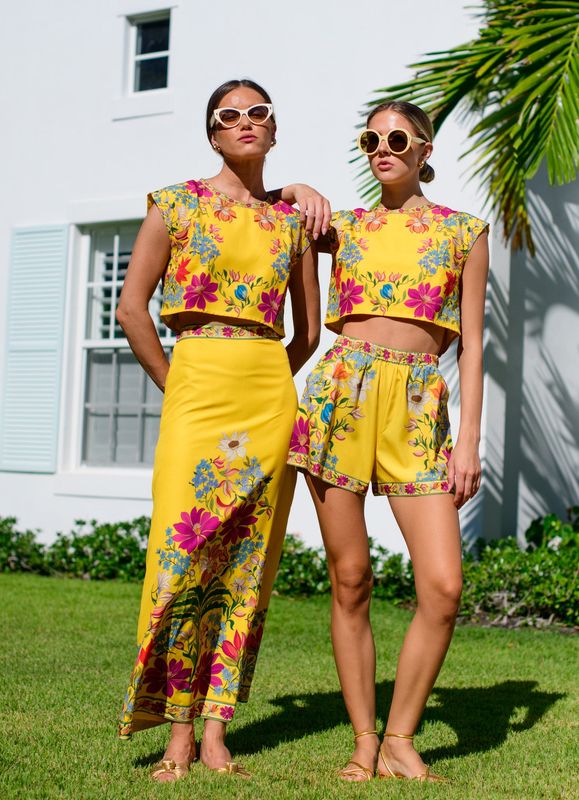 ELIZABETH JAMES Jackie Top tapestry yellow
