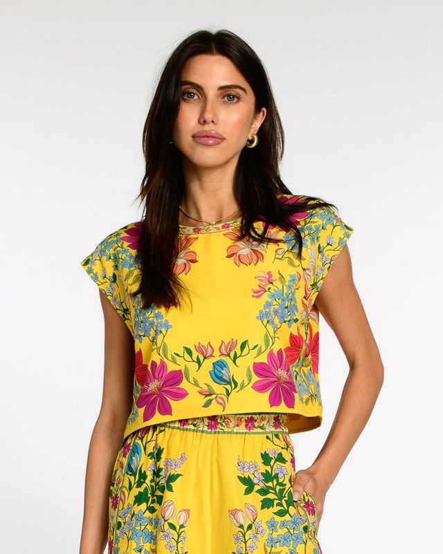 ELIZABETH JAMES Jackie Top tapestry yellow