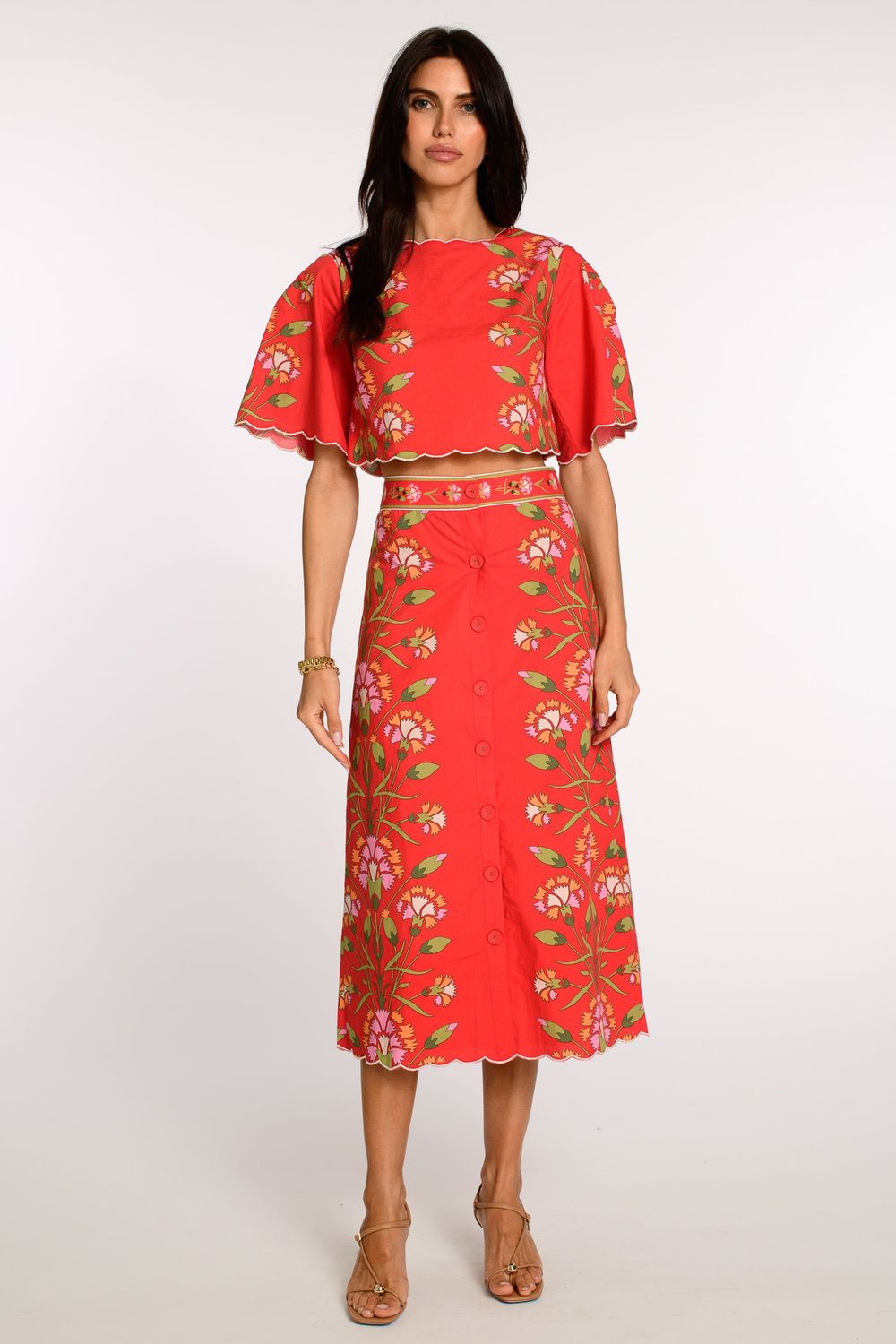 ELIZABETH JAMES Frannie Skirt Indian Flower Poppy