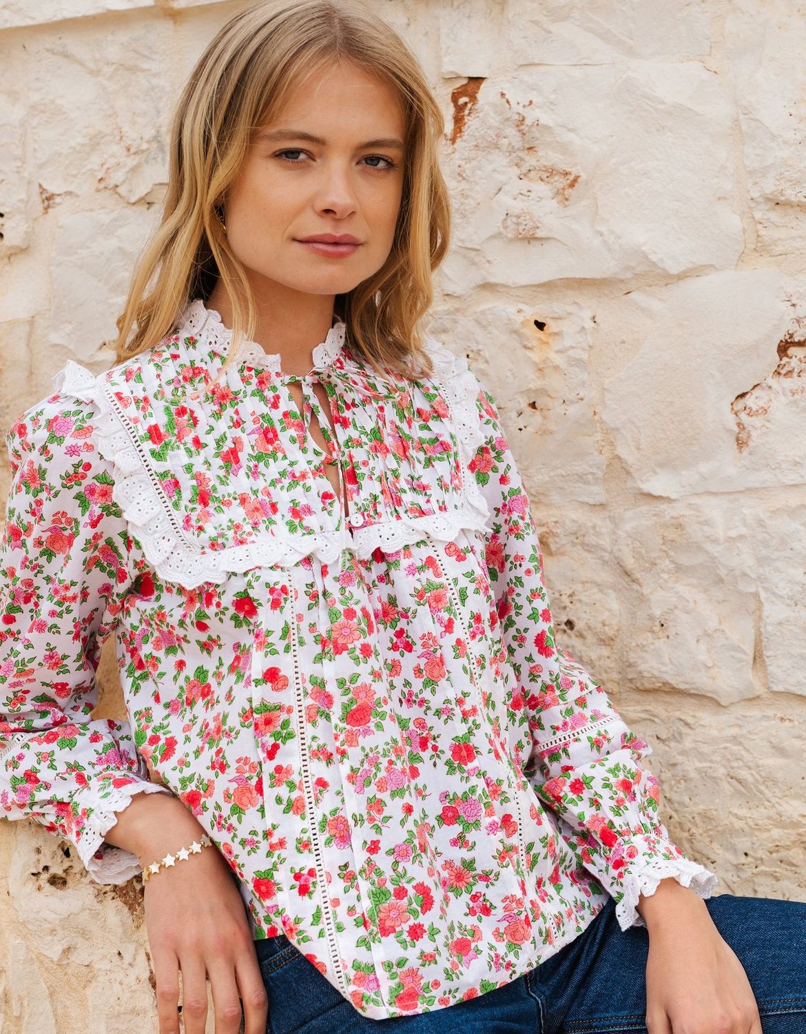 PINK CITY PRINTS Nettie blouse vintage ditsy