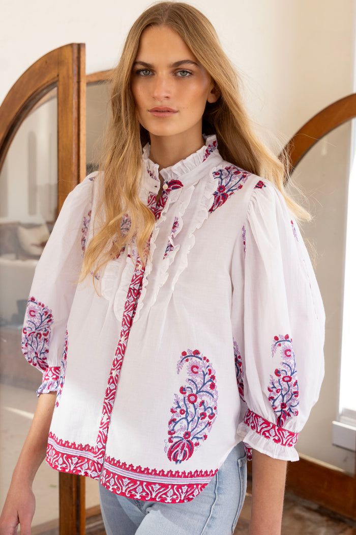 OLIPHANT  Verna Ruffle Front Blouse