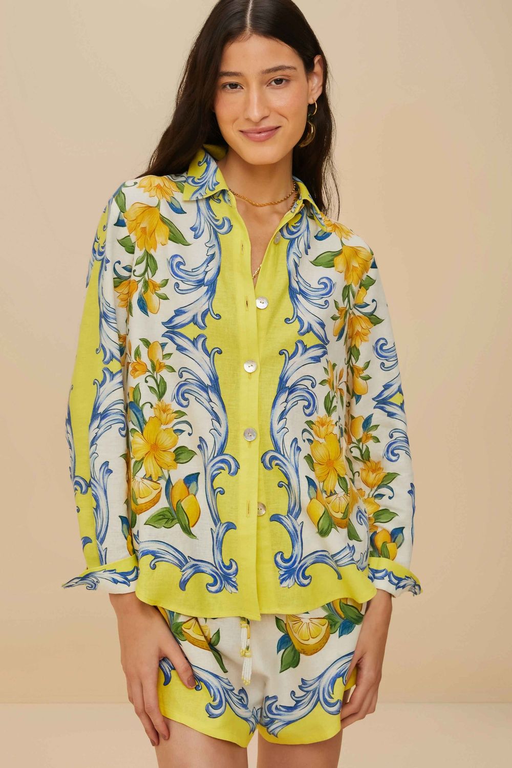FARM RIO Sicily Scarf Off-White Shirt