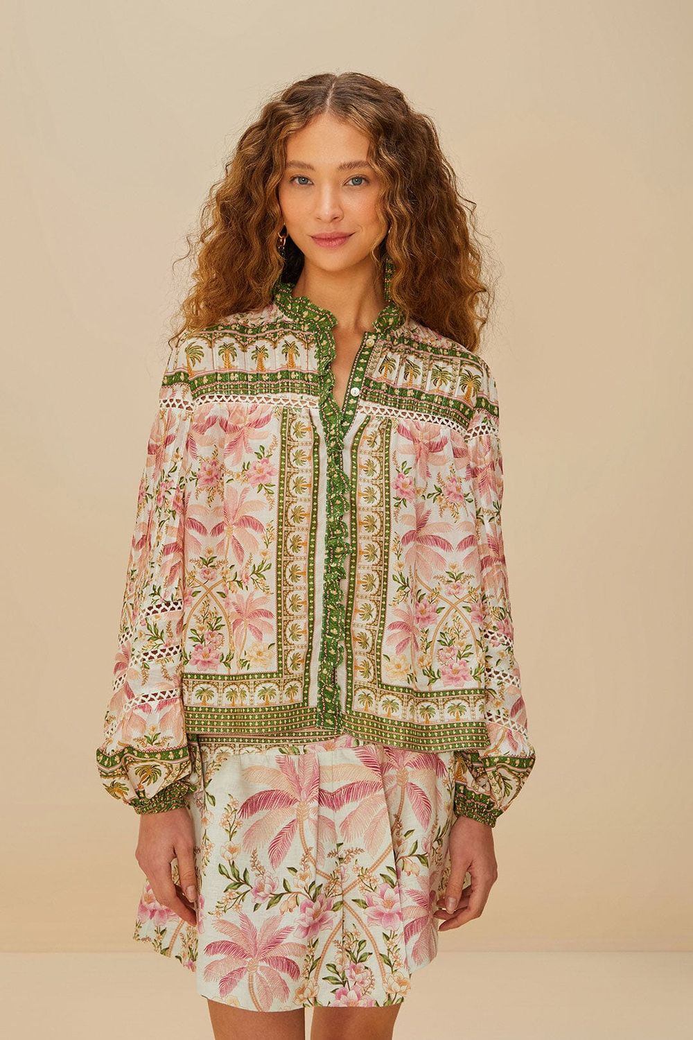 FARM RIO Palm Dream Blouse Off-White