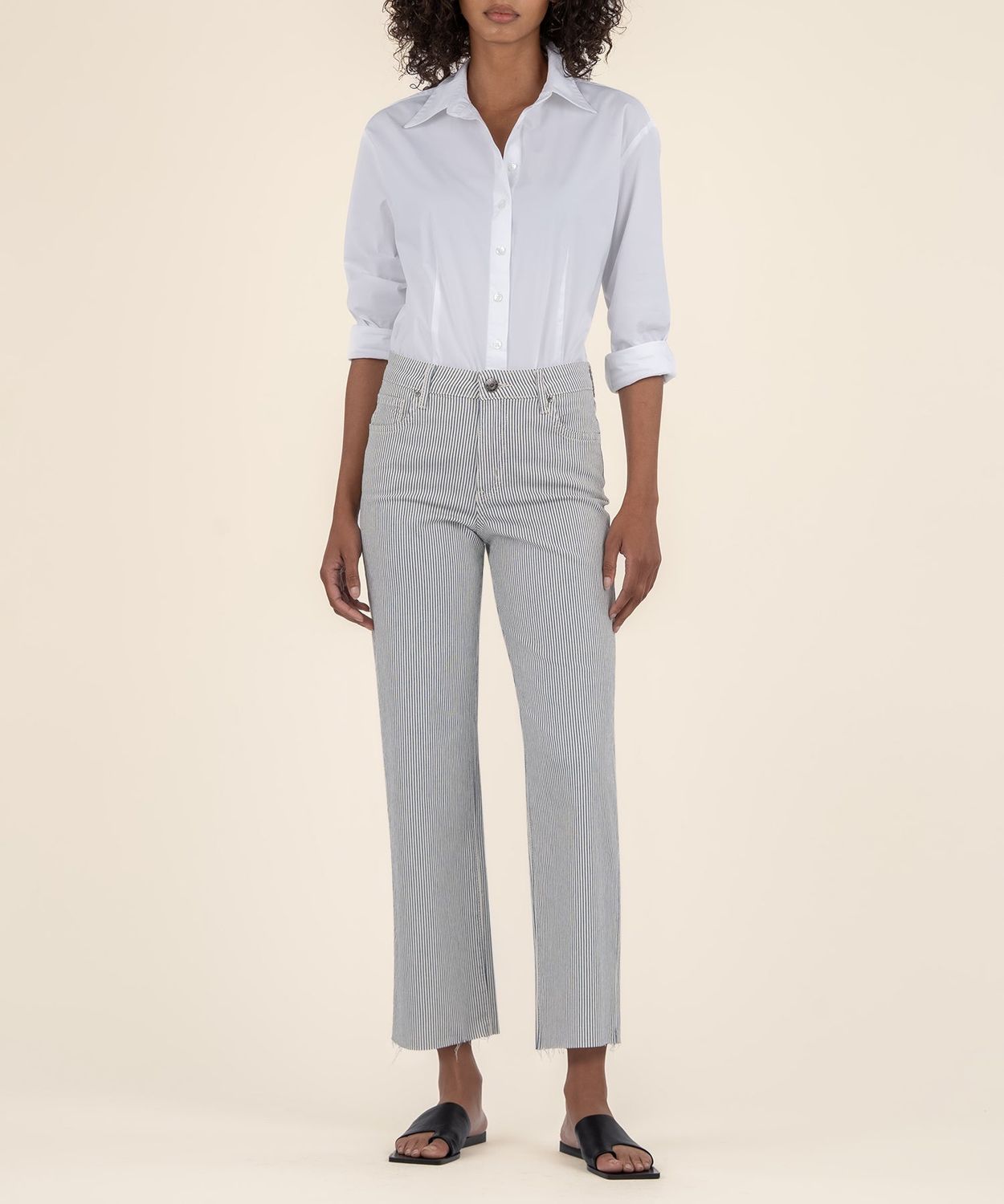 KUT Charlotte hi rise, wide leg, raw hem
