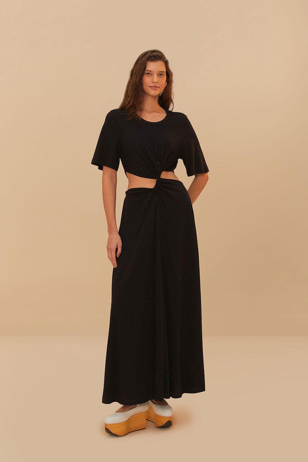FARM RIO Black Midi Dress