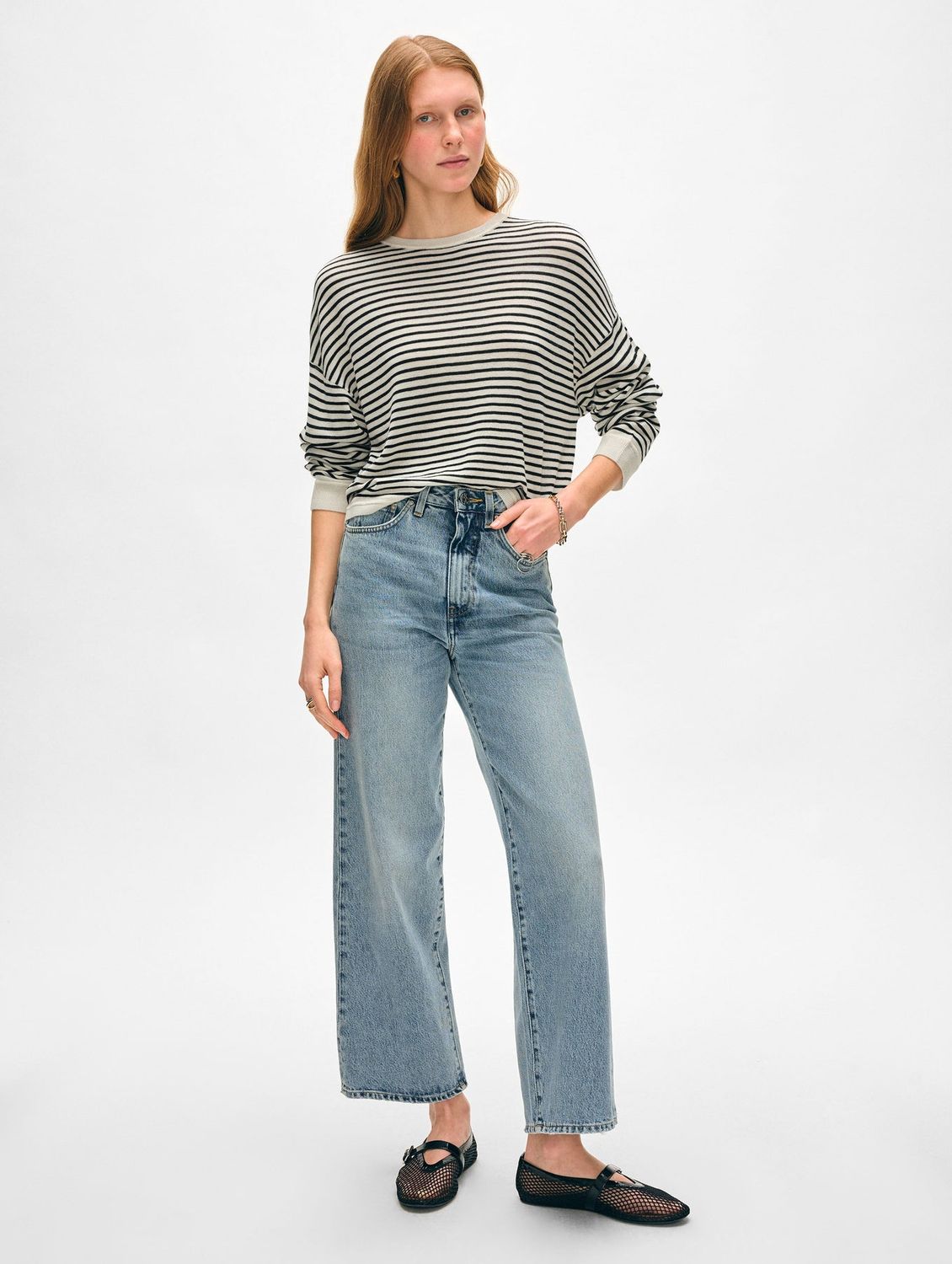 WHITE+WARREN Superfine Cashmere Striped Sweater