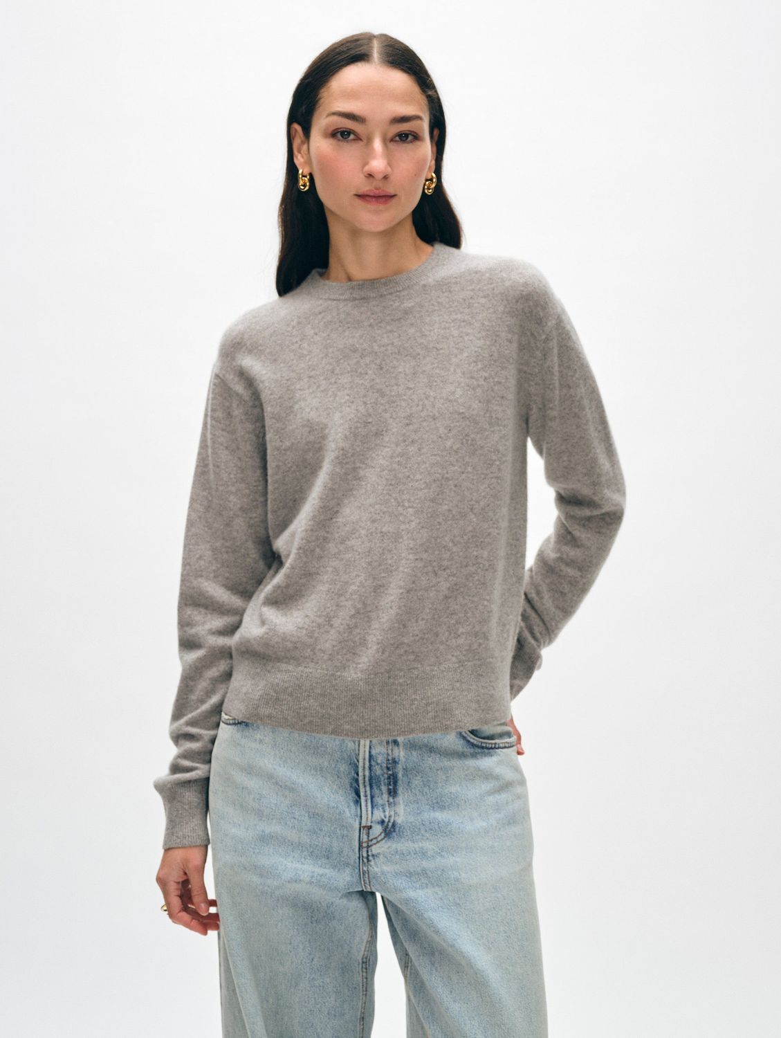WHITE+WARREN Cashmere Crewneck Heather Grey