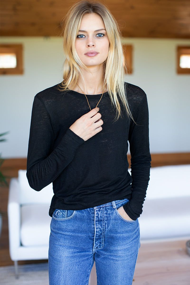 EMERSON FRY Emerson Crewneck Black Linen