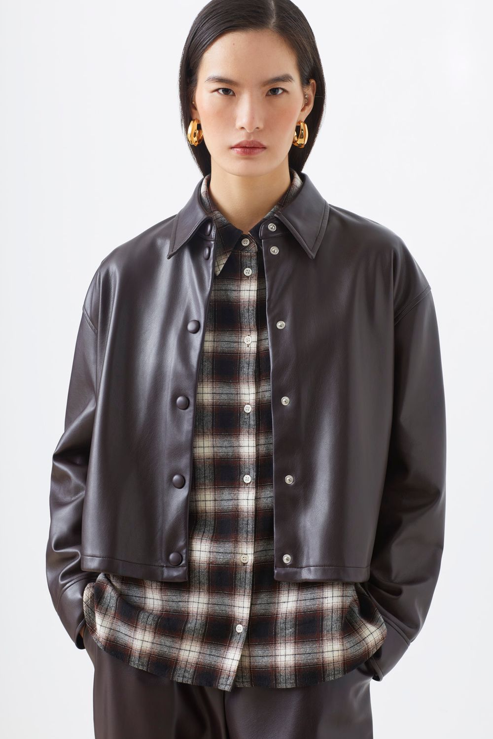 SUNCOO Lennox Prune Vegan Leather Jacket