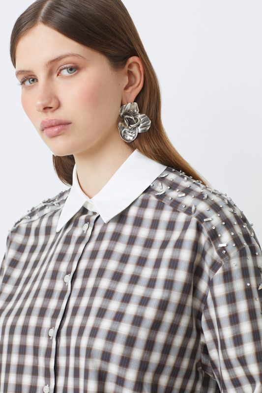 Suncoo Luigi Plaid Button Up With Shoulder Detail