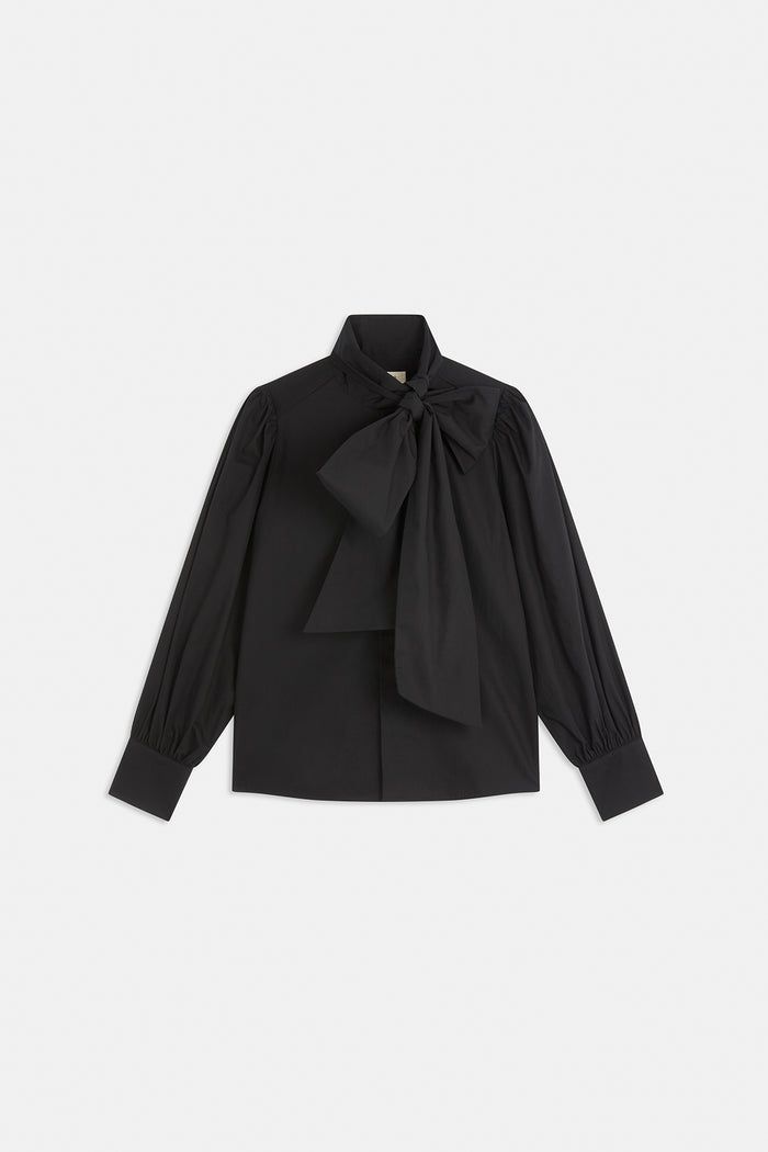 SUNCOO Leny Tied Collar Blouse Noir