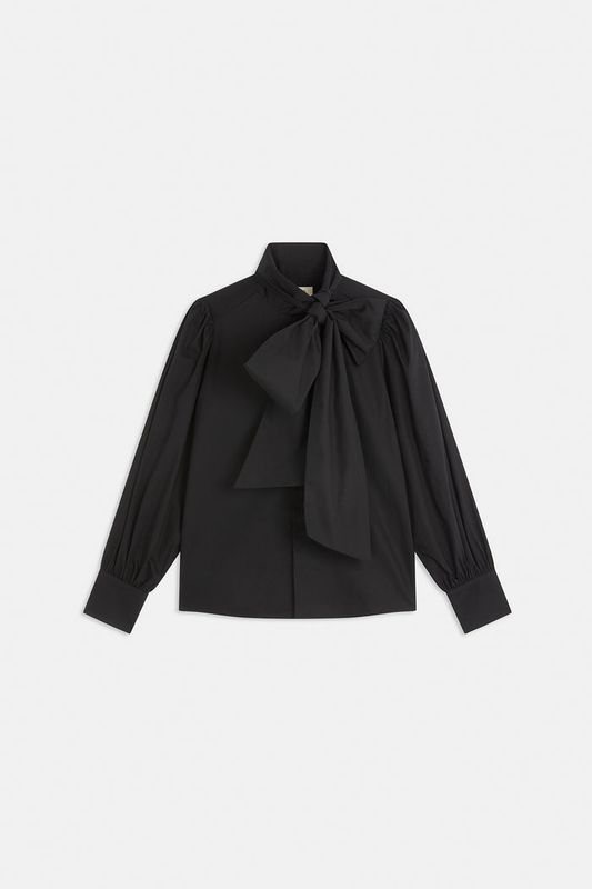 SUNCOO Leny Tied Collar Blouse Noir