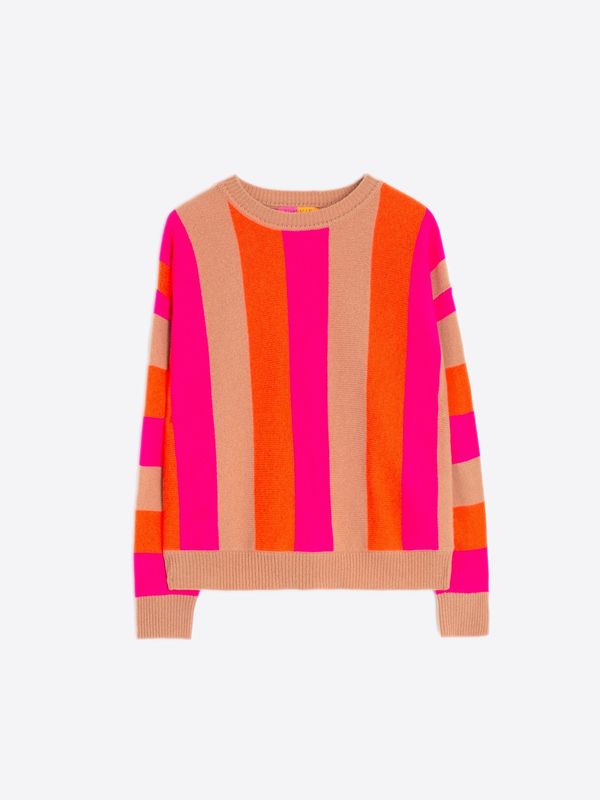 VILAGALLO Fabioloa Vertical stripes orange and pink sweater
