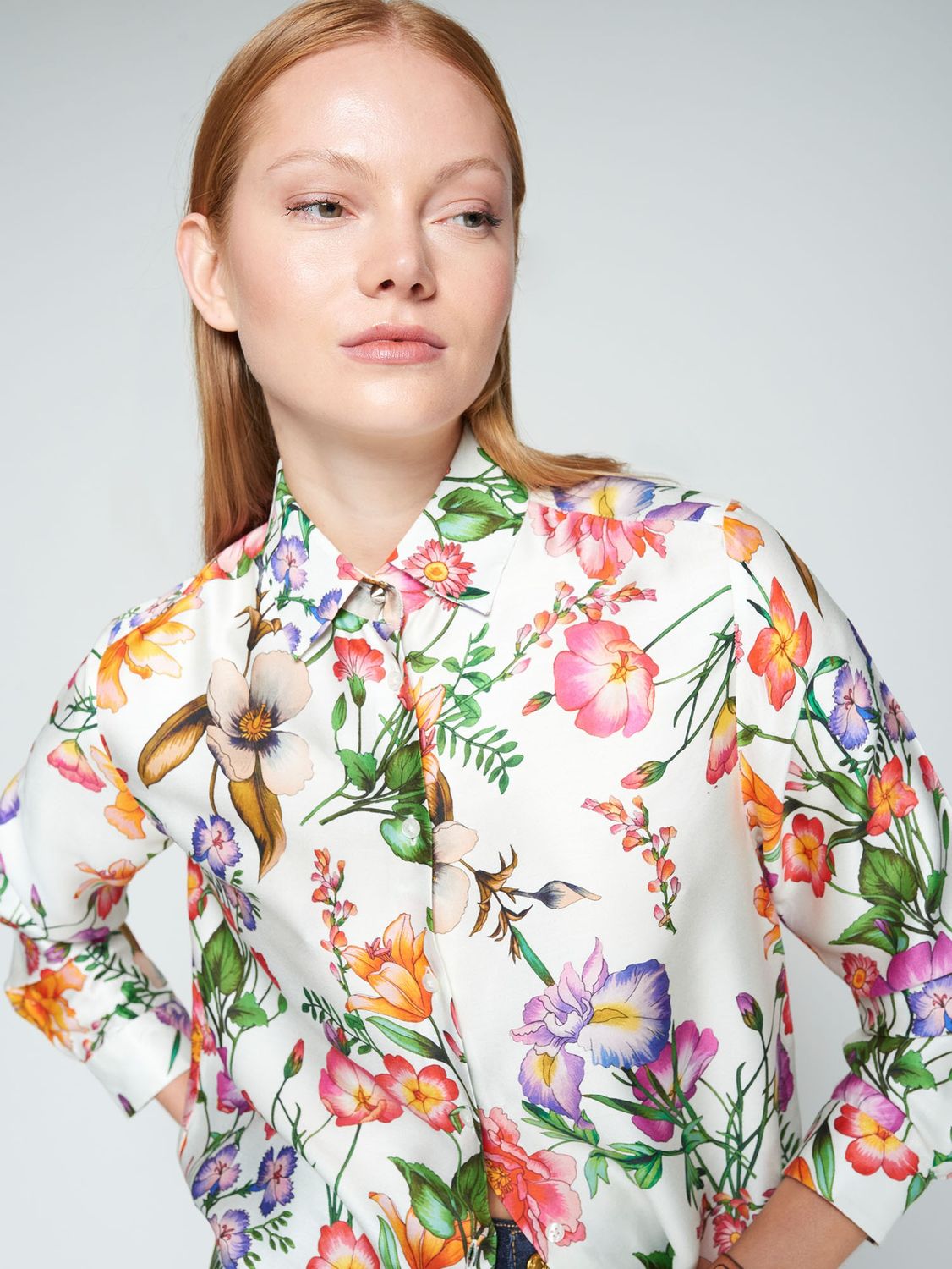 VILAGALLO White flower shirt Estampado Blanco VILAGALLO White flower shirt Estampado Blanco