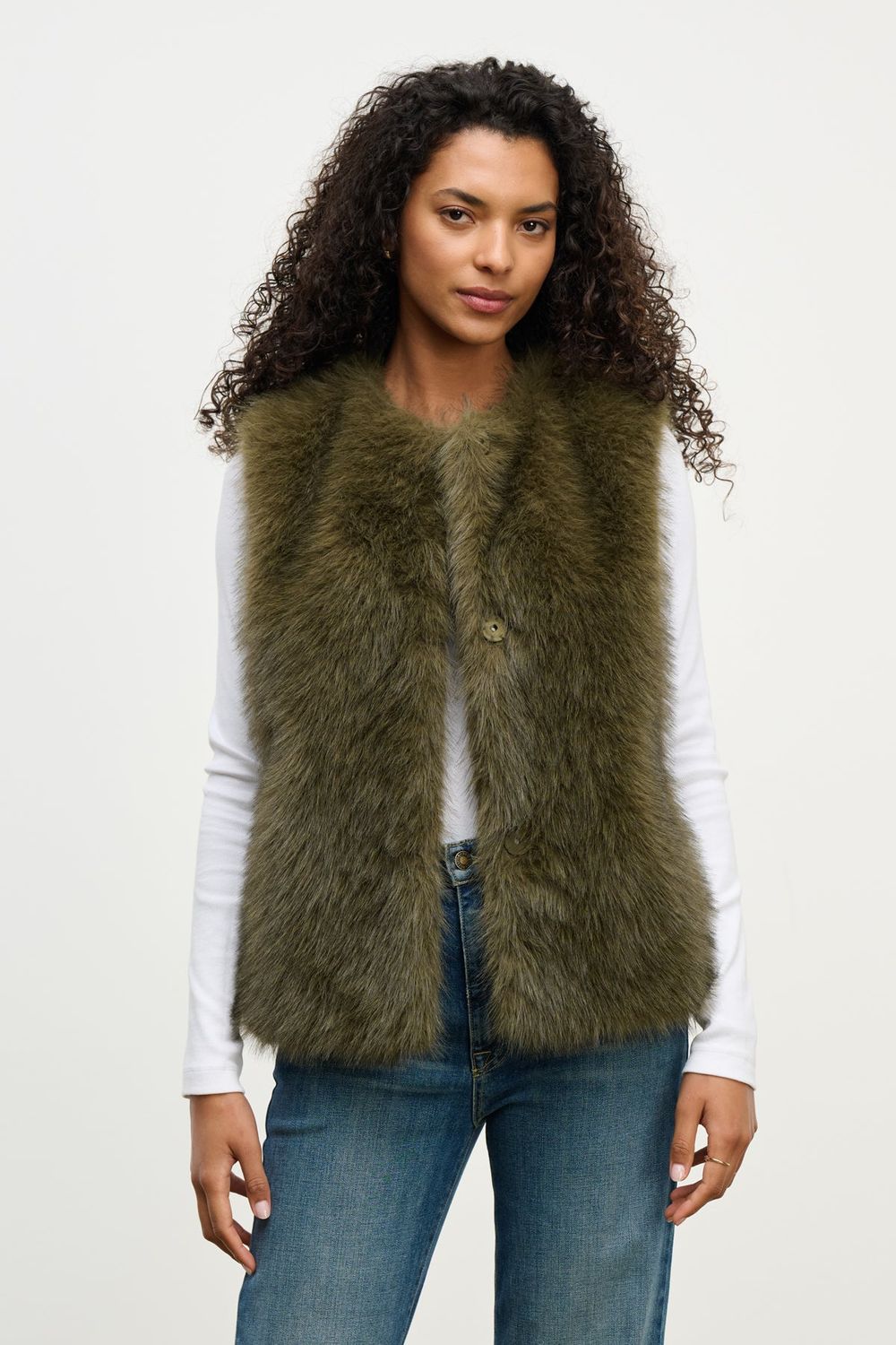 VELVET Anastasia Fur Vest Dark Green