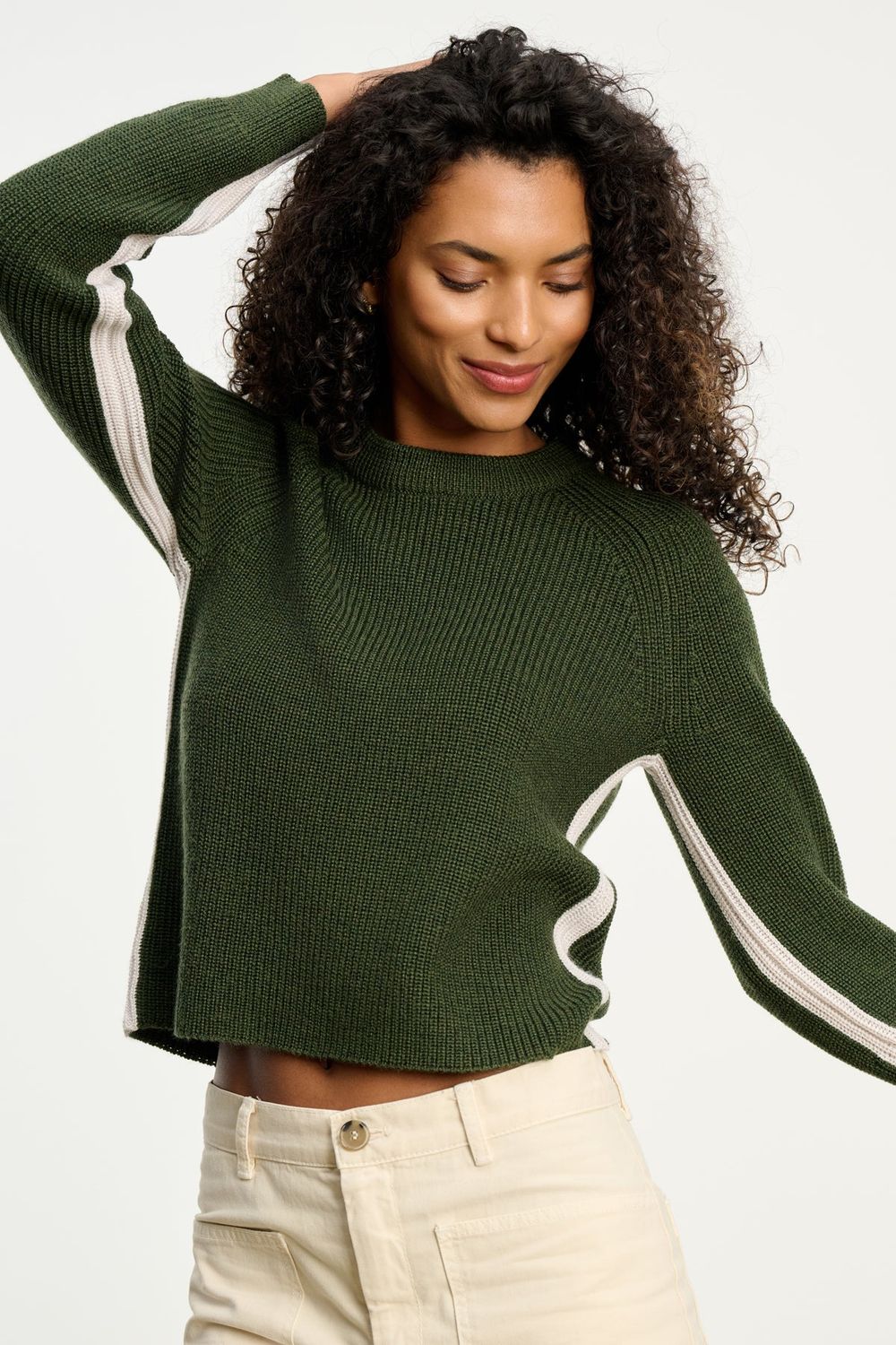 VELVET Savannah Crew Neck Pine/Lt Grey