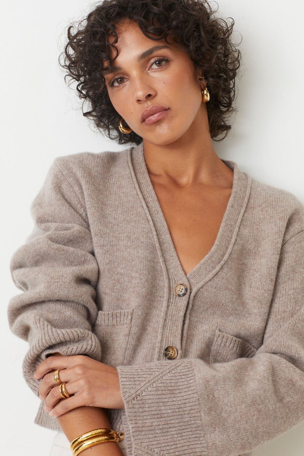 SUNCOO Galiega Knit Cardigan Taupe