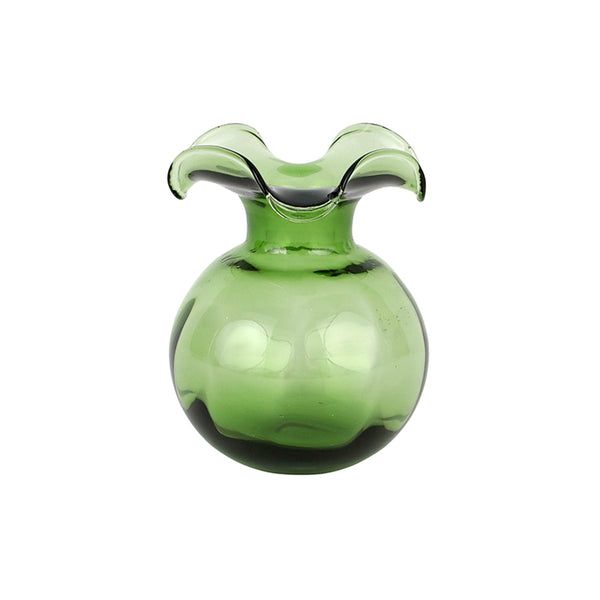 VIETRI Hibiscus Glass Dark Green Bud Vase