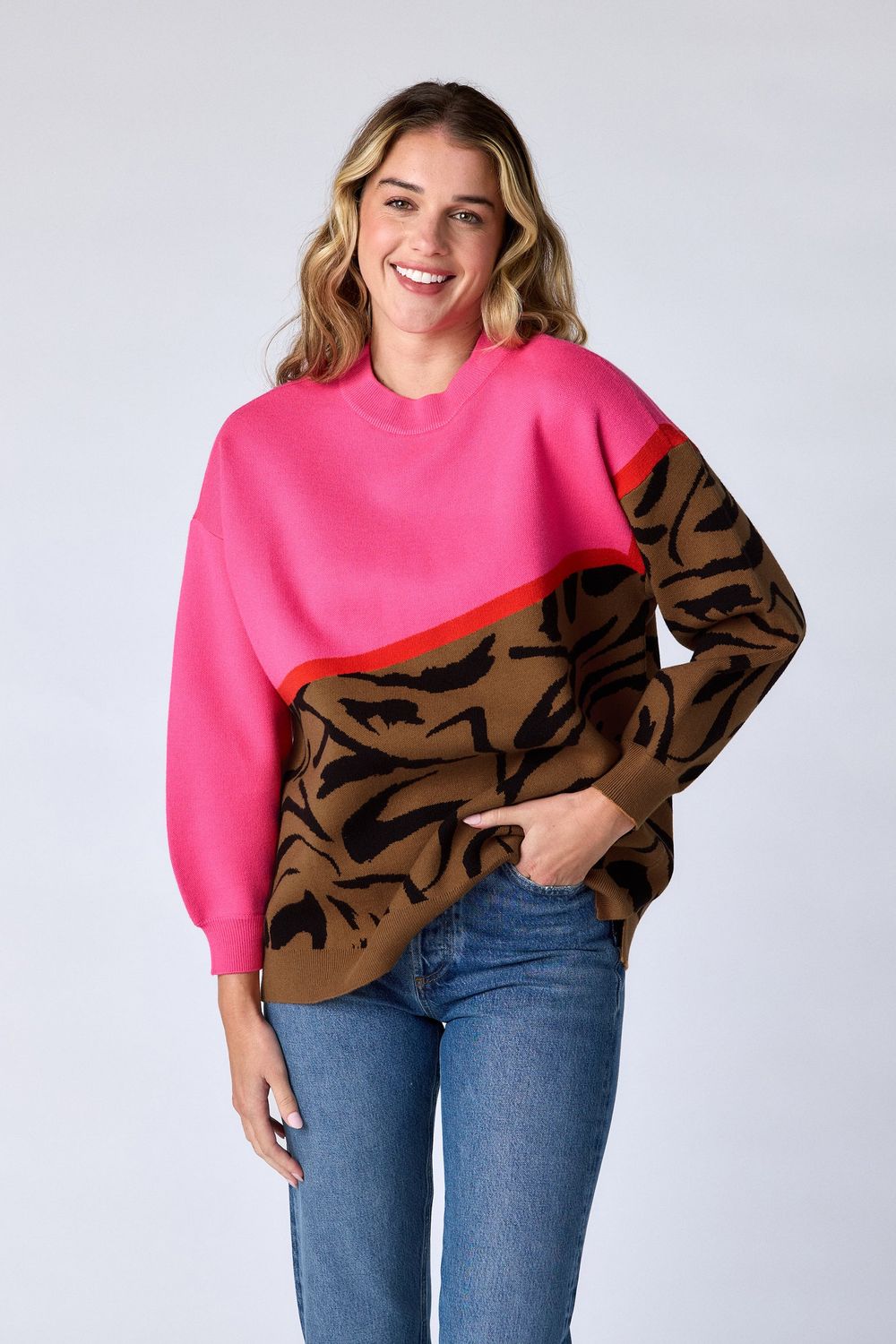 CROSBY Maxton Sweater Pink Zebra