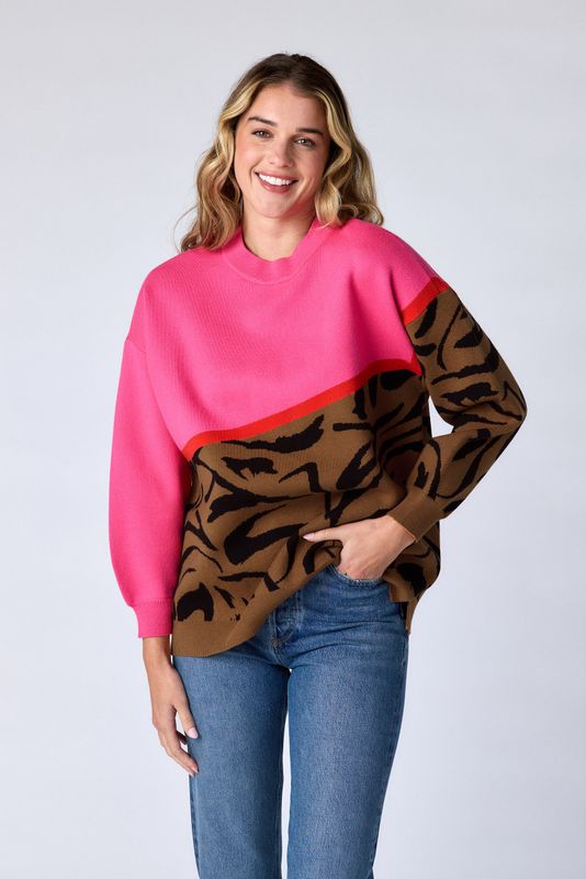 CROSBY Maxton Sweater Pink Zebra