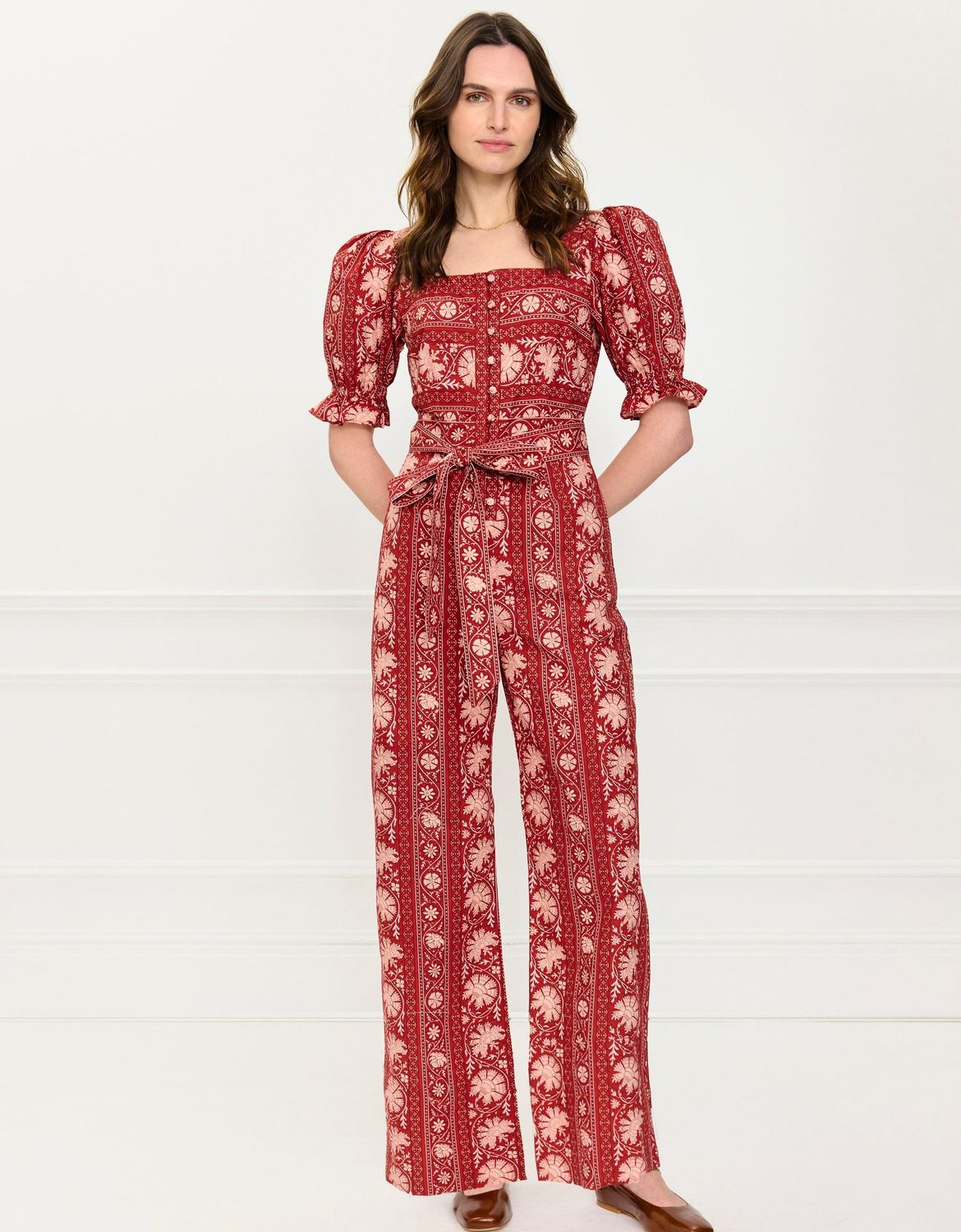 PINK CITY PRINTS Ottie Jumpsuit rust borders