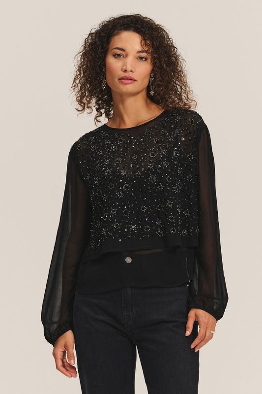VELVET Marlowe L/S Party Top Black