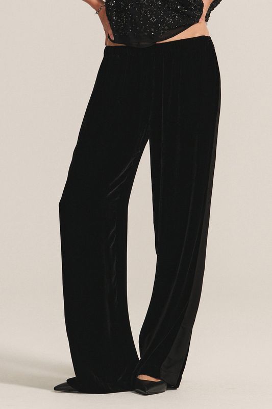 VELVET Hilma Black Velvet Pull On Pant