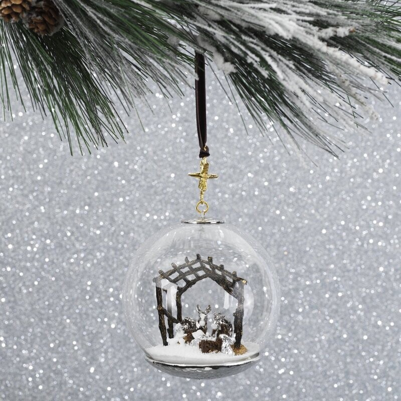 MICHAEL ARAM Manger Snow Globe Ornament