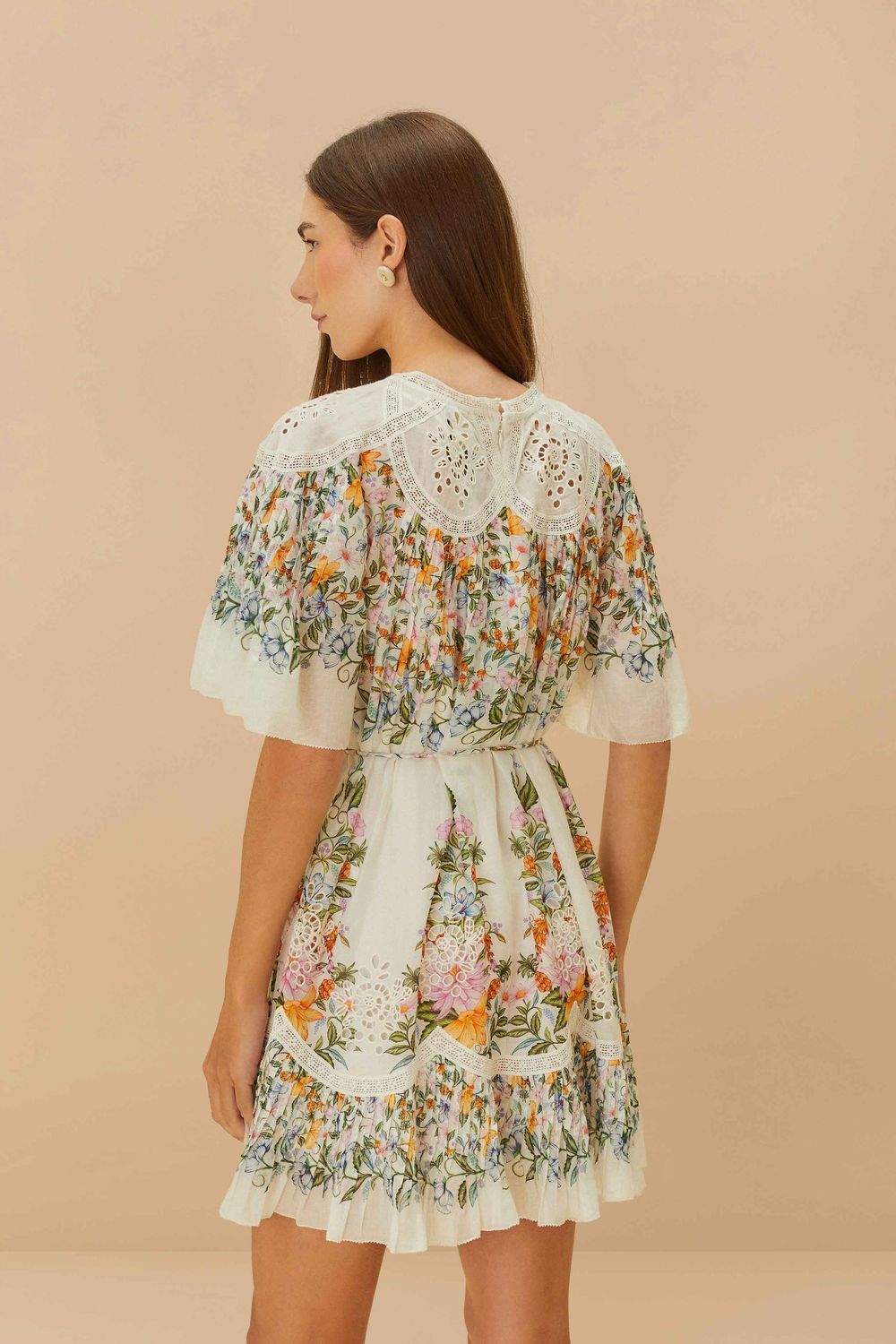 FARM RIO Sweet bloom bouquet off white mini dress