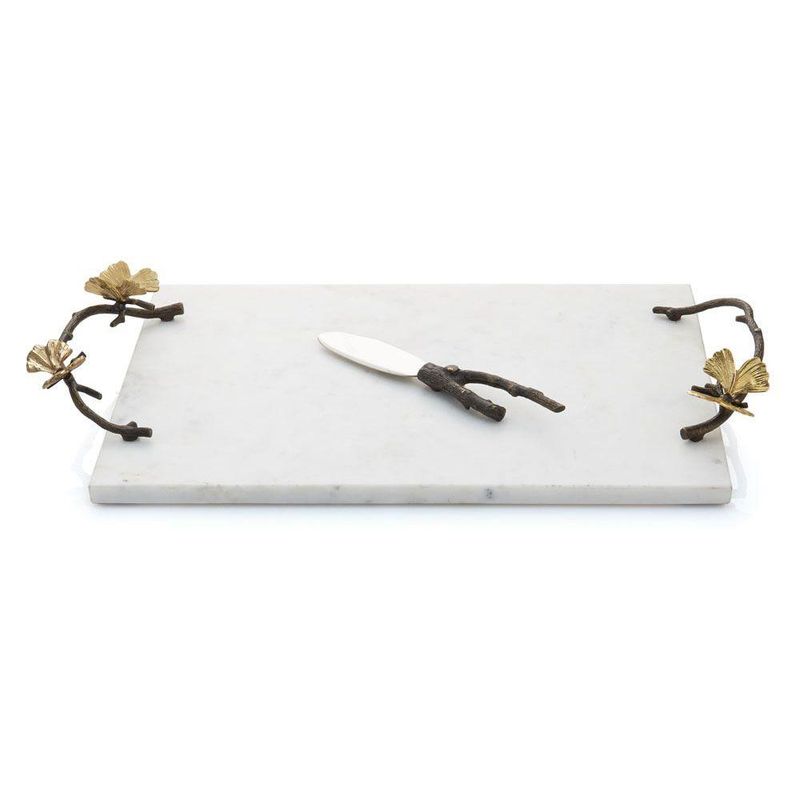 MICHAEL ARAM Large butterfly ginkgo cheeseboard w/ knife MICHAEL ARAM Large butterfly ginkgo cheeseboard w/ knife