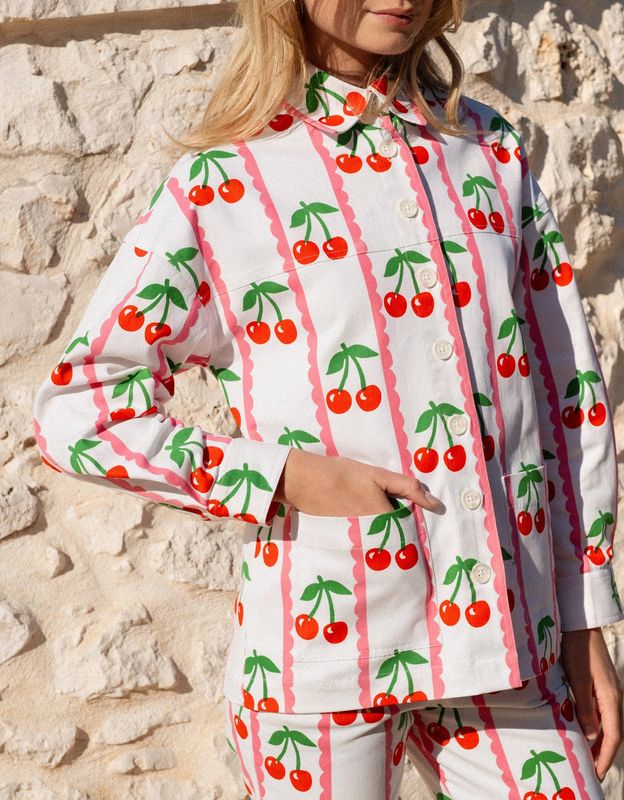 PINK CITY PRINTS Romy Jacket Scalloped cherry