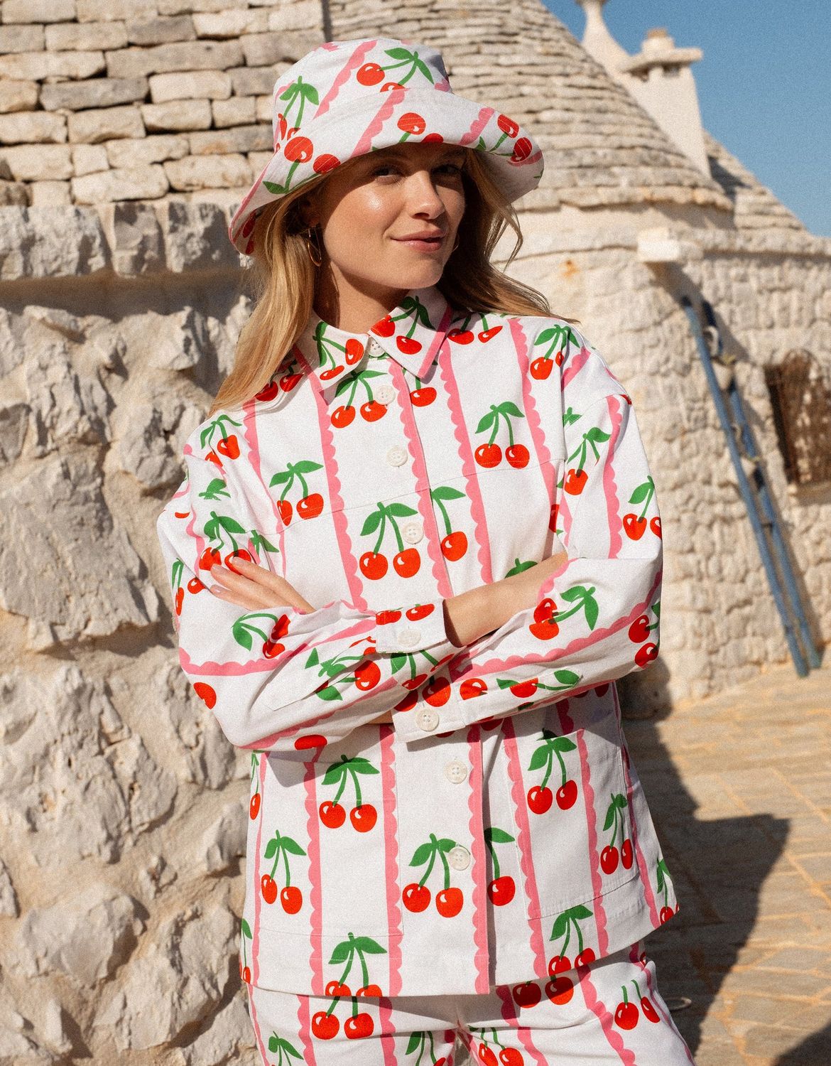 PINK CITY PRINTS Romy Jacket Scalloped cherry