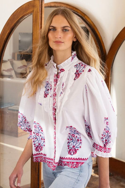 OLIPHANT  Verna Ruffle Front Blouse