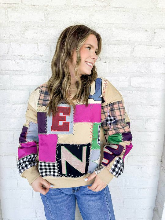 QUEEN OF SPARKLES Queen Patchwork Sweatshirt