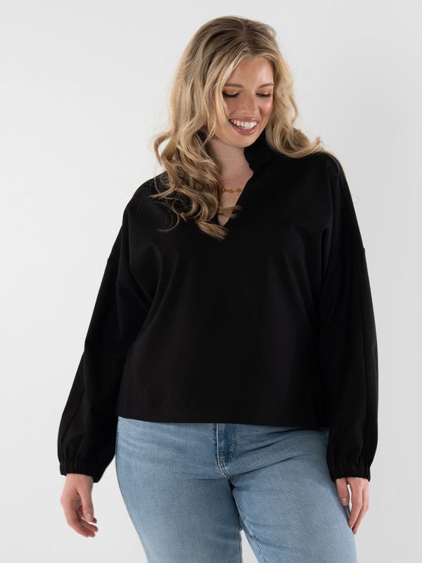EMILY MCCARTHY Poppy Top Long Sleeve Black Ponte