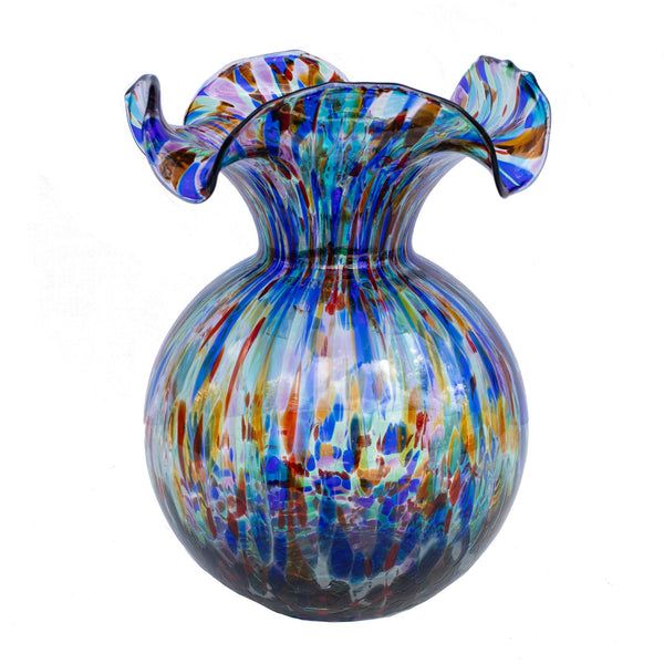 VIETRI Hibiscus glass carnevale medium fluted vase