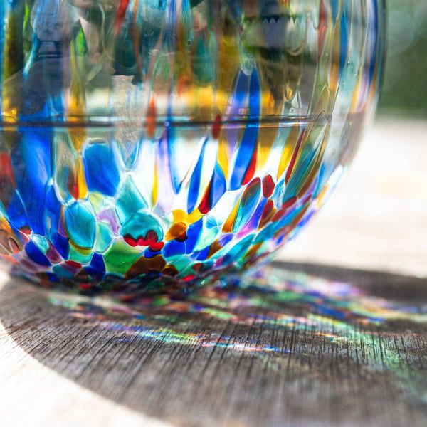 VIETRI Hibiscus glass carnevale medium fluted vase
