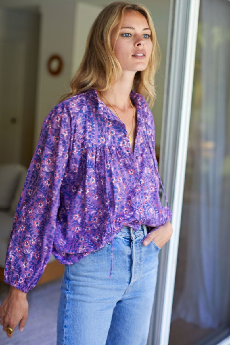 EMERSON FRY Emmaline Blouse Violet Wildflower