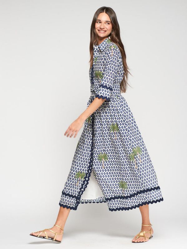VILAGALLO Ikat Palm Dress