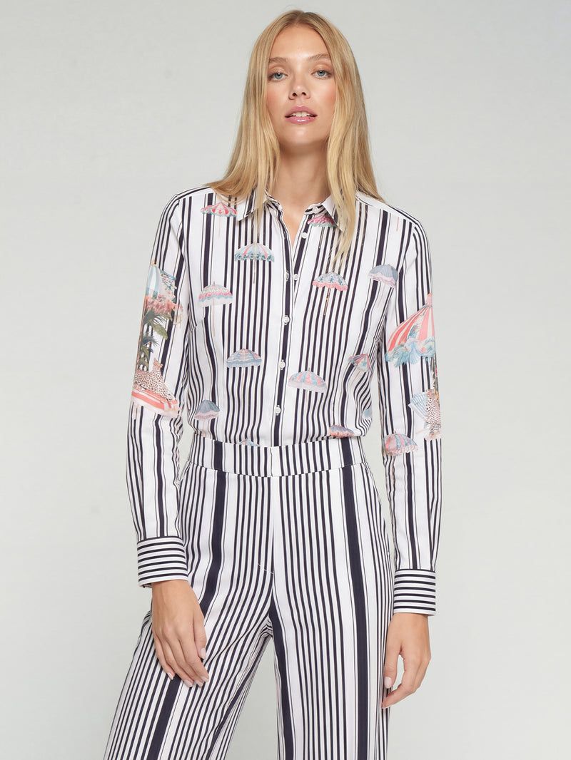 VILAGALLO Black Stripe Dolce Blouse VILAGALLO Black Stripe Dolce Blouse