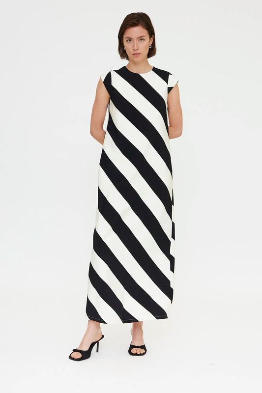 COMPANIA FANTASTICA Striped Midi Dress