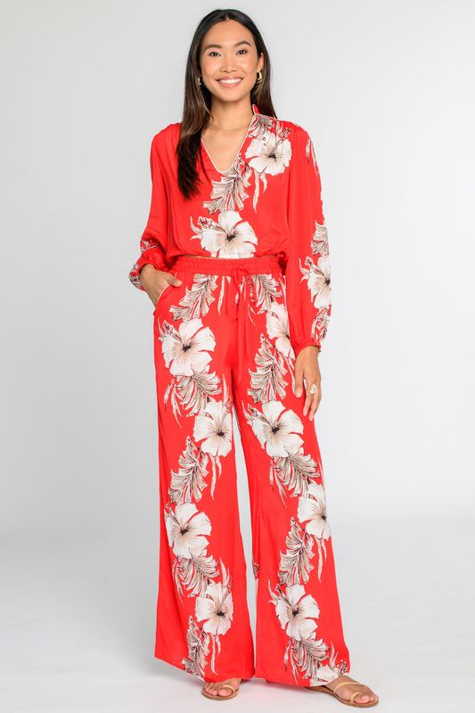 ELIZABETH JAMES Presley Pants Tropicalia Scarlet