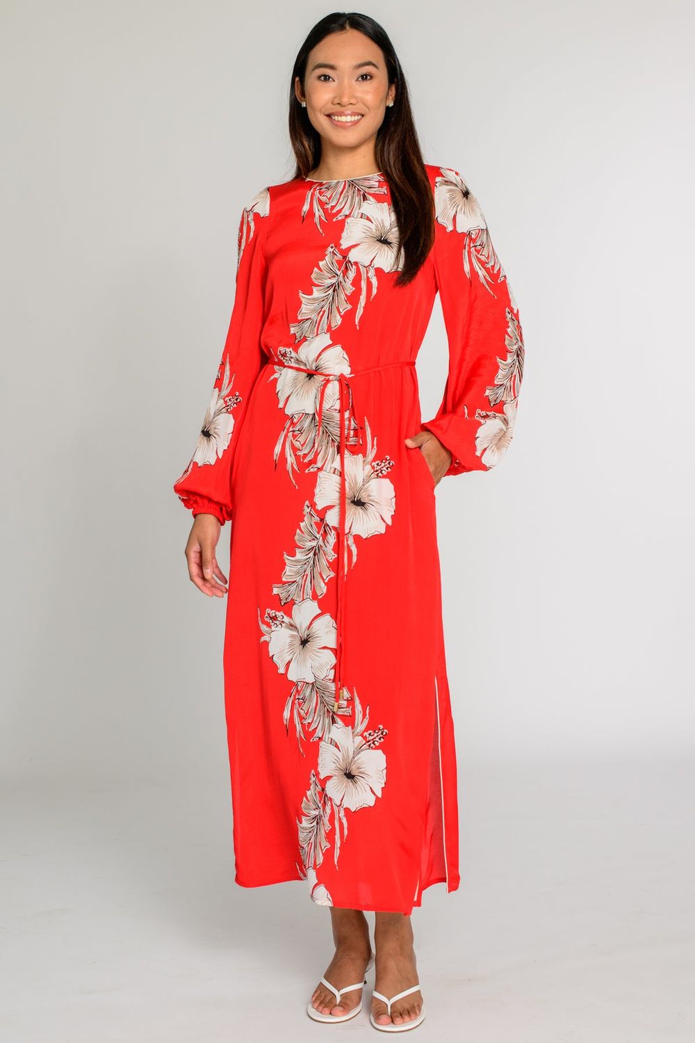 ELIZABETH JAMES Dawn Maxi Dress Tropicalia Scarlet