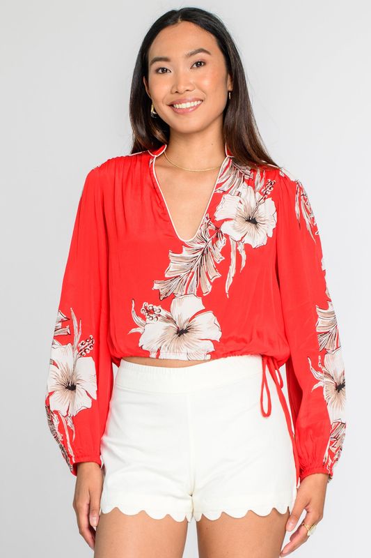 ELIZABETH JAMES Chrissy Top Tropicalia Scarlet ELIZABETH JAMES Chrissy Top Tropicalia Scarlet